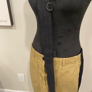 Dries Van Noten khaki side stripe skirt